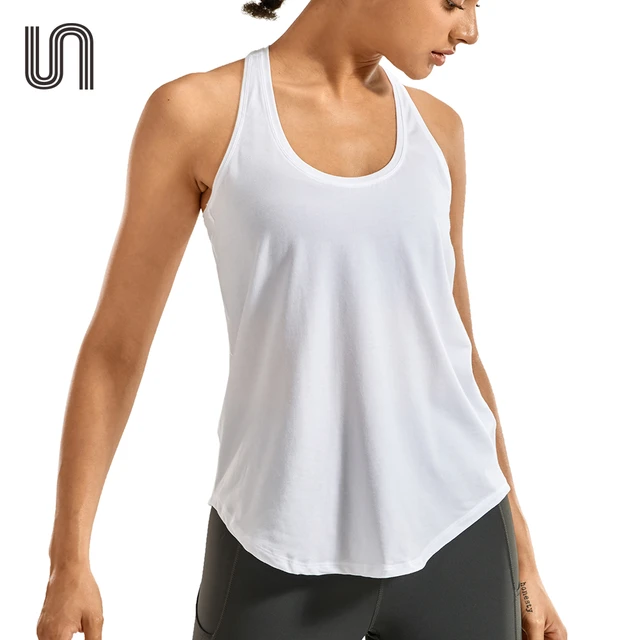 cRZ YOgA Womens Racerback Workout Tank Tops Loose Fit - Soft Pima cotton  Athletic Yoga Shirts Lightweight Wood color Large