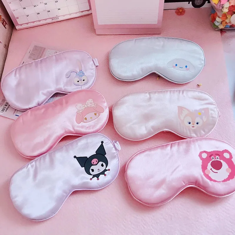 

Melody Kuromi Cute Cartoon Eye Mask Breathable Blackout Silk Sleep Eye Masks Travel Nap Portable Children Adult Studen Universal