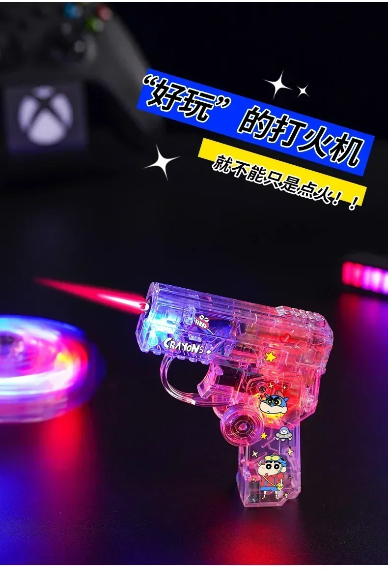 2025 New Creative Luminous Transparent Gyroscope Lighter 2-in-1 Folding Rotating Decompression Windproof Lighter Men's Gift