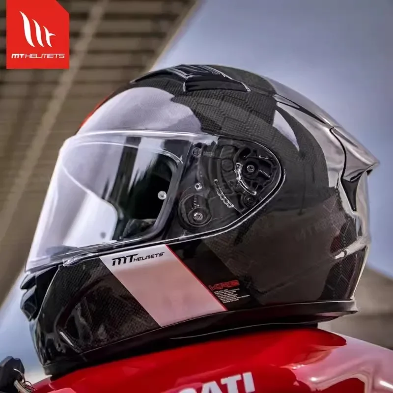 MT KRE 12K Snake Carbon Fiber Full Face Helmets Motorcycle Light