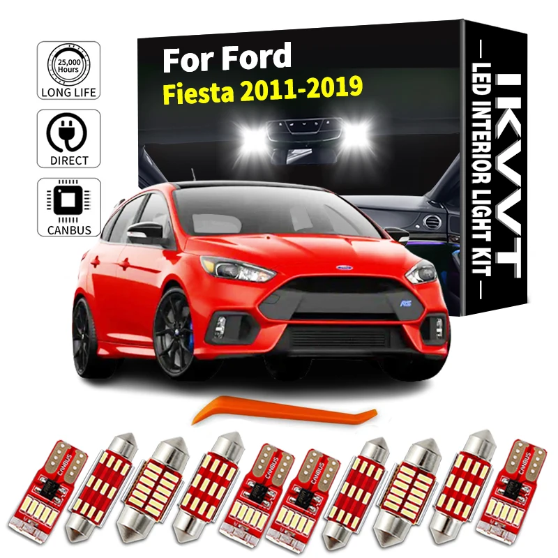 

IKVVT светодиодная интерьерная с Canbus светильник Kit для 2011 2012 2013 2014-2019 Ford Fiesta, карта, купол, багажник, номерной знак, лампа, автомобильные аксессуары