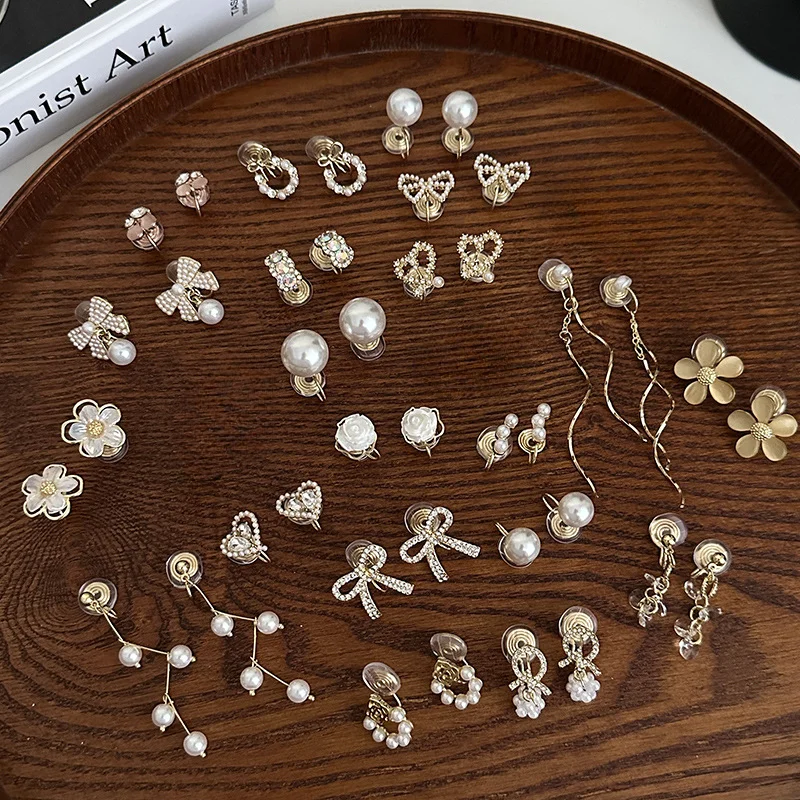 Flower Heart Clip on Earrings for Women