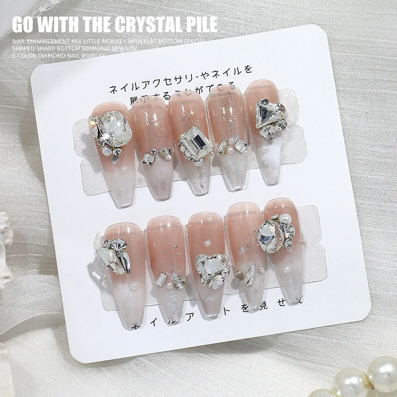 10pcs 럭셔리 투명 다이아몬드 반짝이 장식 플래시 라인 석 유리 보석 돌 3D 매력 크리스탈 네일 부품 용품