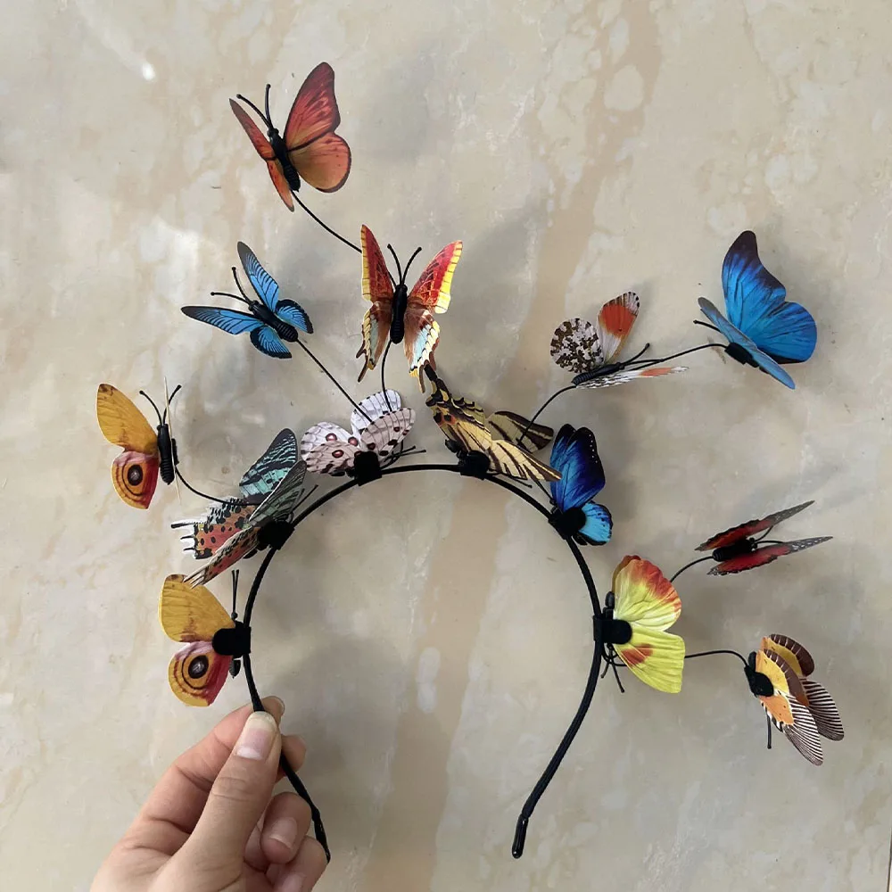 Butterfly Headband Exaggerated Simulated Girl Hair Accessories Headband Garland Cosplay Party Pendant