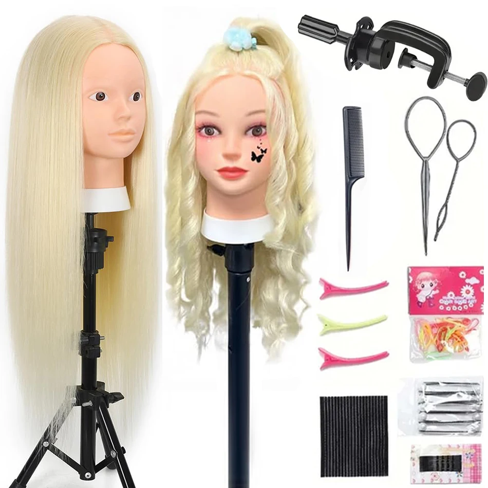 Unisex-Adult Mannequin Head with 80% Real Human Hair #613 Blonde Hair Cosmetology Manikin Head For DIY Makeup and Hair Styling