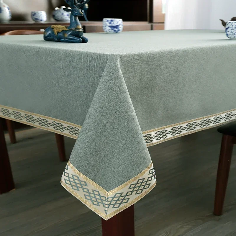 

Square tablecloth fabric art rectangular tea table tablecloth cotton linen style conference room tablecloth