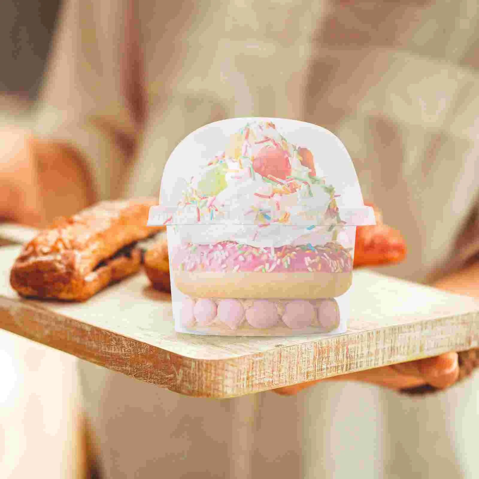 

50pcs/20pcs Disposable Dessert Cups Transparent Plastic Salad Bowl Ice Cream Dessert Cups With Hole Dome Cover