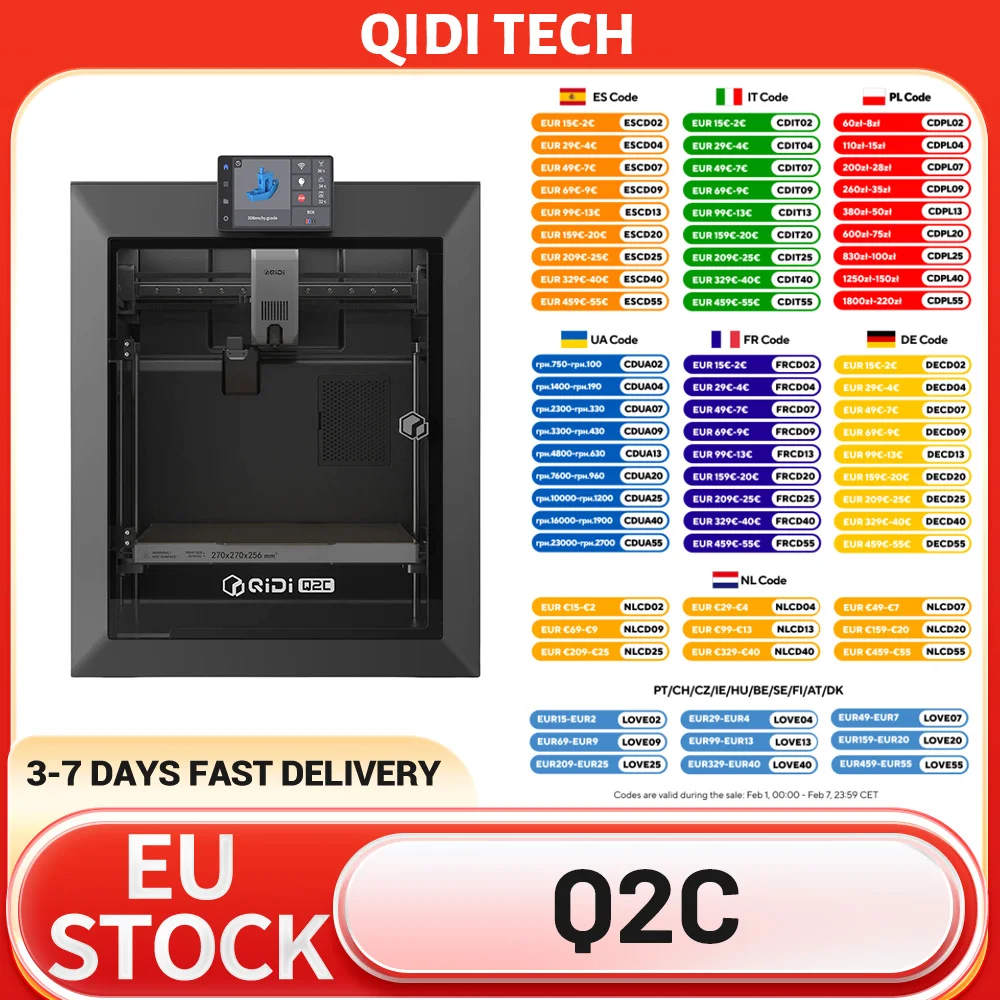 QIDI Q2C 3D-Drucker, 600mm/s Geschwindigkeit, 370 ° C Vollmetall-Hotend, Multi-Material-Druck, 270×270×256mm Bauvolumen, Automatische Nivellierung - AliExpress 7