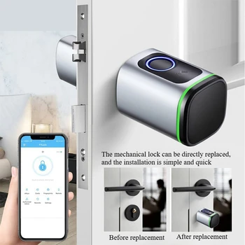 Smart Cylinder Lock With Bluetooth Fingerprint 13.56mhz IC Card Include CR123A Battery Easy Installation 1