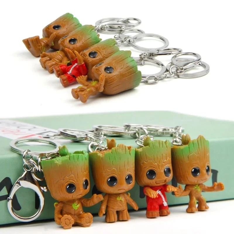 Disney Baby Groot Portachiavi Boy Girl Groot Portachiavi Zaino Ciondolo Albero Cartoon Figure Toy Kawaii Regalo Di Compleanno Portachiavi