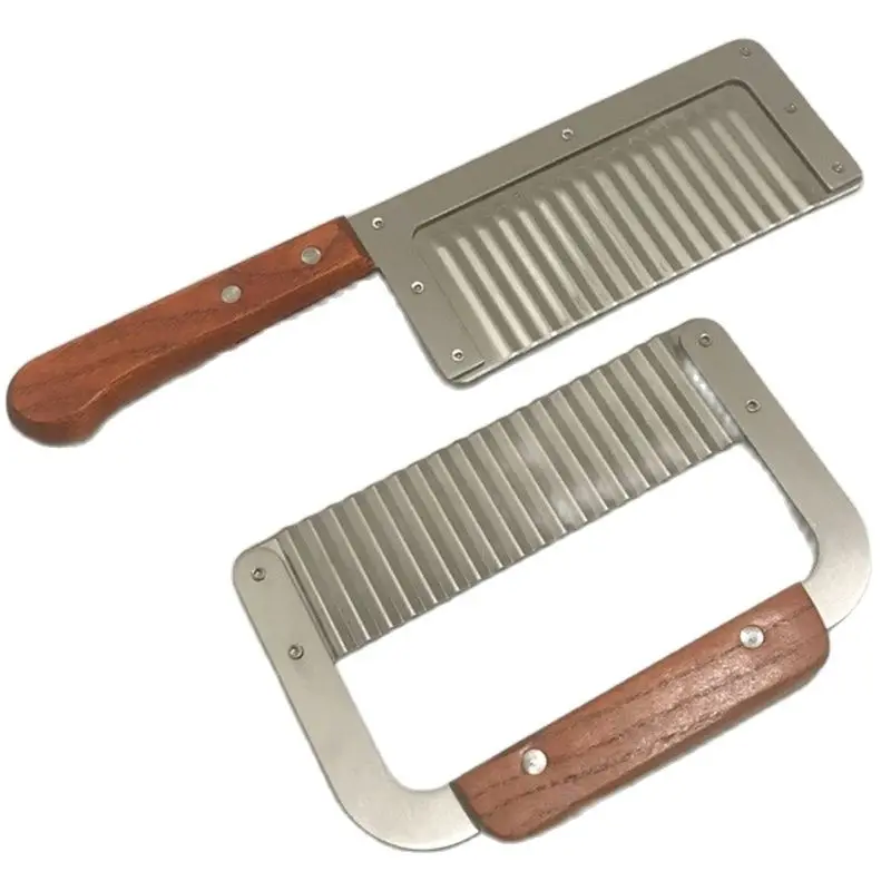 Potato Cutter Stainless Steel Coupe Frite Wooden Handle Potato Slicer French Fries Cutter Kitchen Gadgets