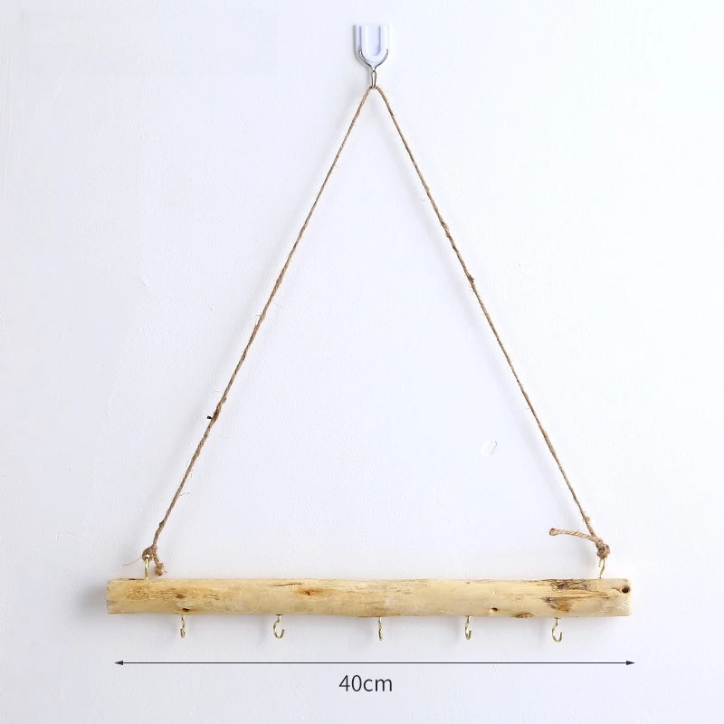 Driftwood Wall Hanging Decorative Rural Jewelry Clothing with Hooks, Wooden Crafts for Home Hanging, Organizing and Storing