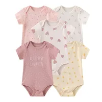 5er Set Sommer Baby Kurzarm Bodys