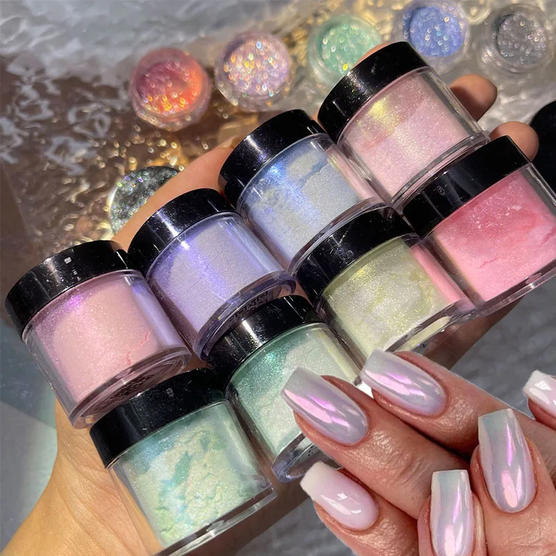 10 Colori Olografici Aurora Nail Glitter Polveri Neon Sirena Sfregamento Pigmento Polvere Perlescente Epossidica Creazione Di Gioielli Decorazione