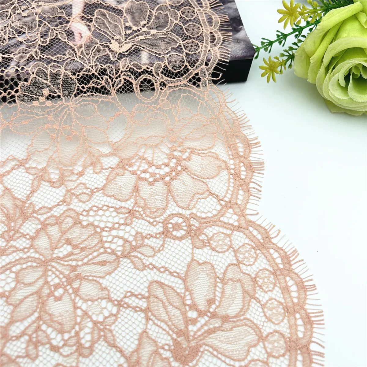 3y/Lot Width 21.50cm Dark Skin Underwear Lace Eyelash Trim Lingerie Sewing Craft DIY Apparel Fabric Bra Lace Non-Elastic 2