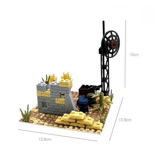 Desert Camp Barracks Base Compatible With LEGO Military MOC Building Blocks  Radar Tower Artillery Sentry Defense