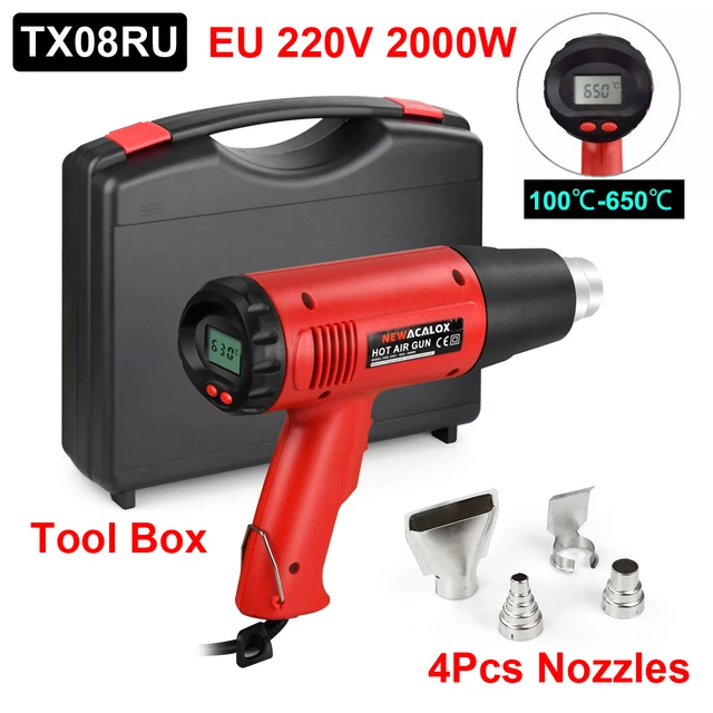 2000W Digital Heat Gun 122~1202℉ (50- 650℃) Variable Temperature Hot Air Gun  with Tool Box for Soldering Crafts Shrink Wrap - AliExpress