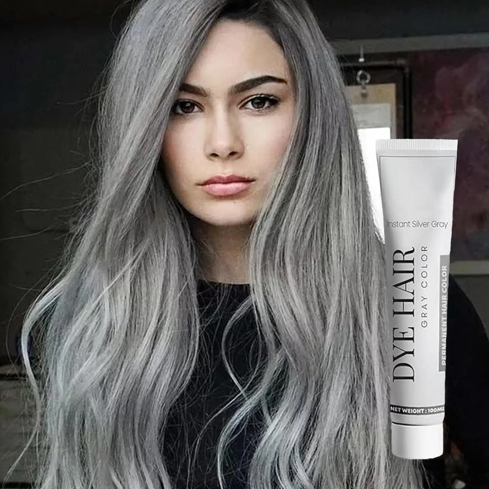 Tinta per capelli grigia unisex permanente, colore grigio argento, crema colorante a lunga durata, nutriente e naturale, per acconciature in stile punk. - immagine 6
