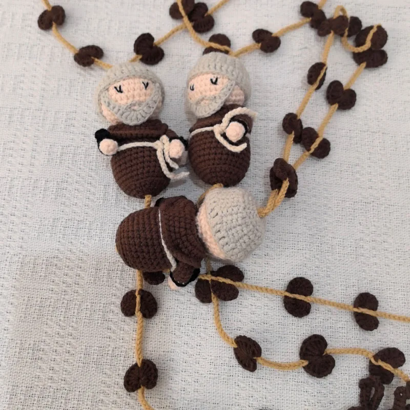 Crochet Christening Jio Teresinha engagement Communion birthday Bridal Rosary with Saint Christmas Gift Home Decoration