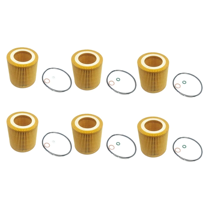 

6PCS Car Oil Filter For BMW- E60 E82 E88 E90 E92 E93 11427566327 11427541827 HU816X