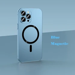 Luxurious Magnetic Aluminum Phone Case with Air Lens Glass Protection - iPhone 13 (Magnetic Blue)