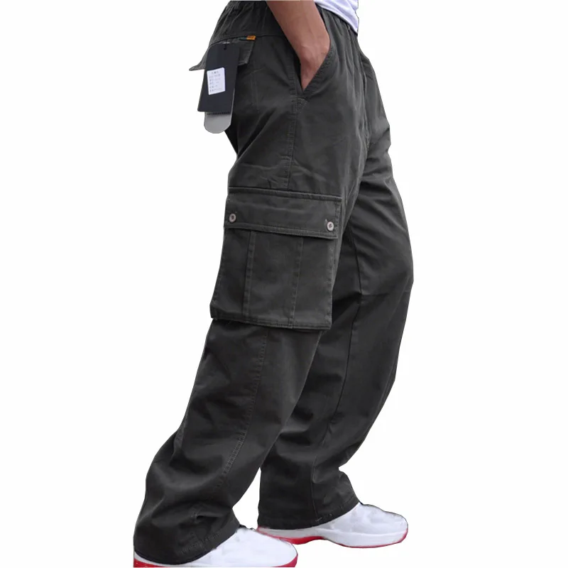 ربيع الخريف الرجال البضائع السراويل السميكة جيب القطن حجم كبير كبير 8XL 7XL 6XL 135 كجم خارج الباب عادية سفاري نمط السراويل الجيش...