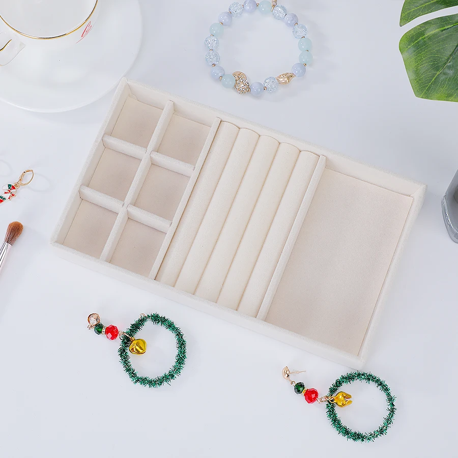 Luxurious Beige Flocking Jewelry Box Tray