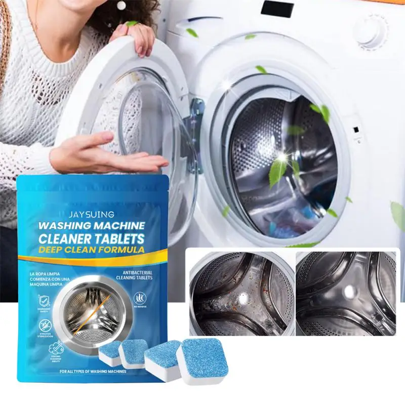 Washing Machine Cleaner Descaler 12Pcs Deep Cleaning Tablets For Front Loader & Top Load Washer Laundry Tub Safe Deodorizer