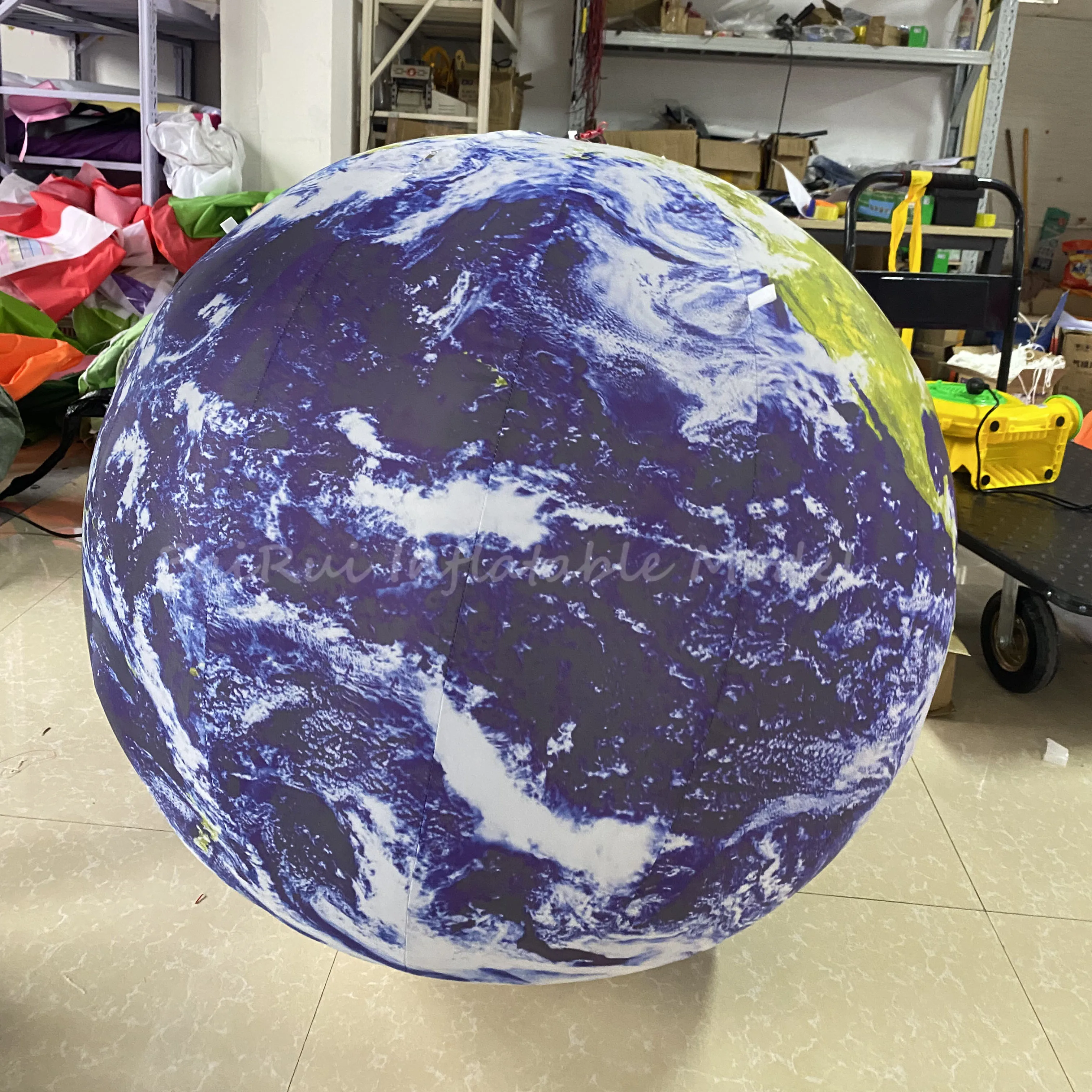 1M Hanging Inflatable Global Earth Sphere Air Blow Illuminous Mother Earth Planet Star with White LED Light Event Advertise Prop