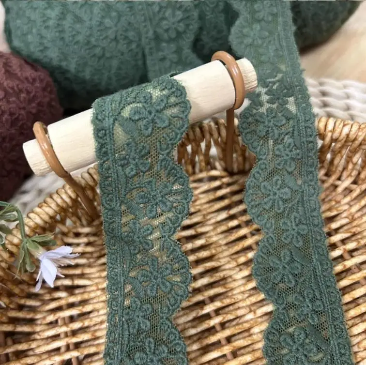 Exquisite Green Coffee Embroidered Water Soluble Lace Trimmings for Sewing Dress Accessories 3cm 2 Meters lace ribbon lace fabric lace sewing accessories lace sewing supplies lace accessories lace garment accessories lace decoration clothing craft accessories
