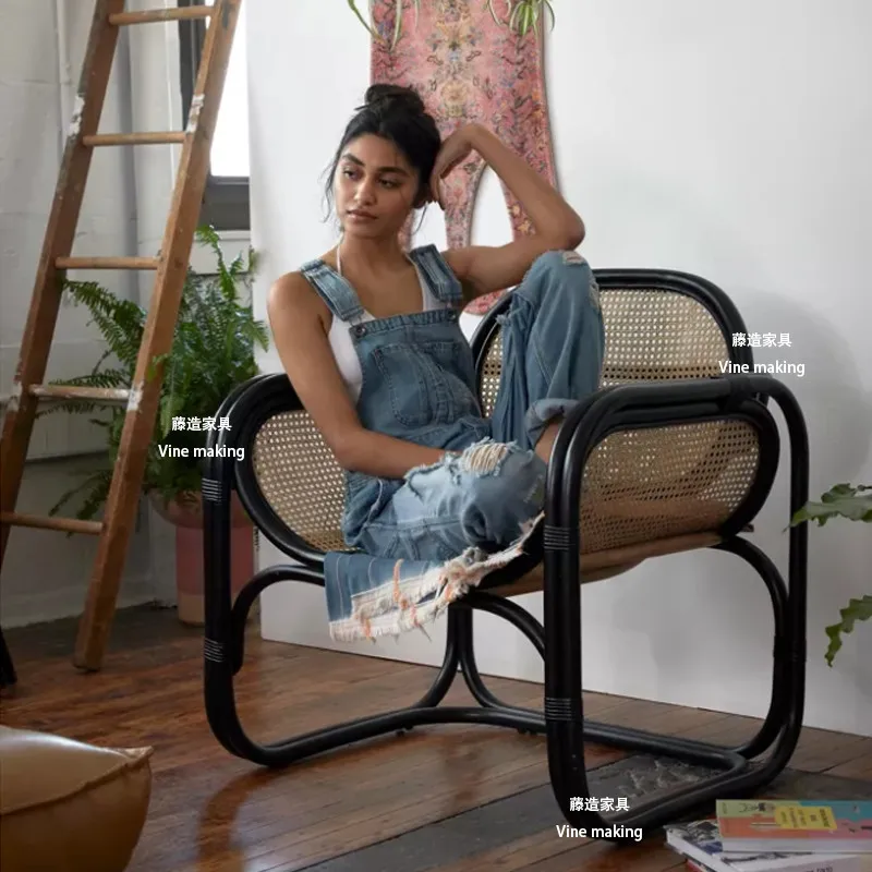 

Gendo Teng Chair Natural Balcony Single Person Sofa Chair Indoor Household Leisure Indonesian Teng Korean Art Japanese Series