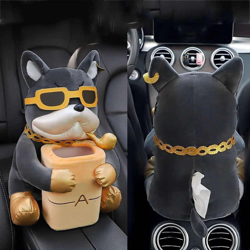 Cartoon Cute Car Tissue Box Creative Car Armrest Box Garbage Can 2 In 1 Tissue Bag Multi-functional Storage Bag For Home Office