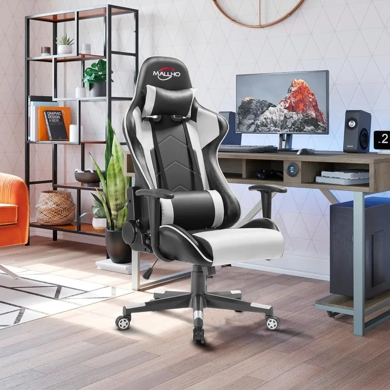 

Polar Aurora Gaming Chair Racing Style High-Back PU Leather Office Chair Computer Desk Chair Executive Ergonomic Swivel Headrest