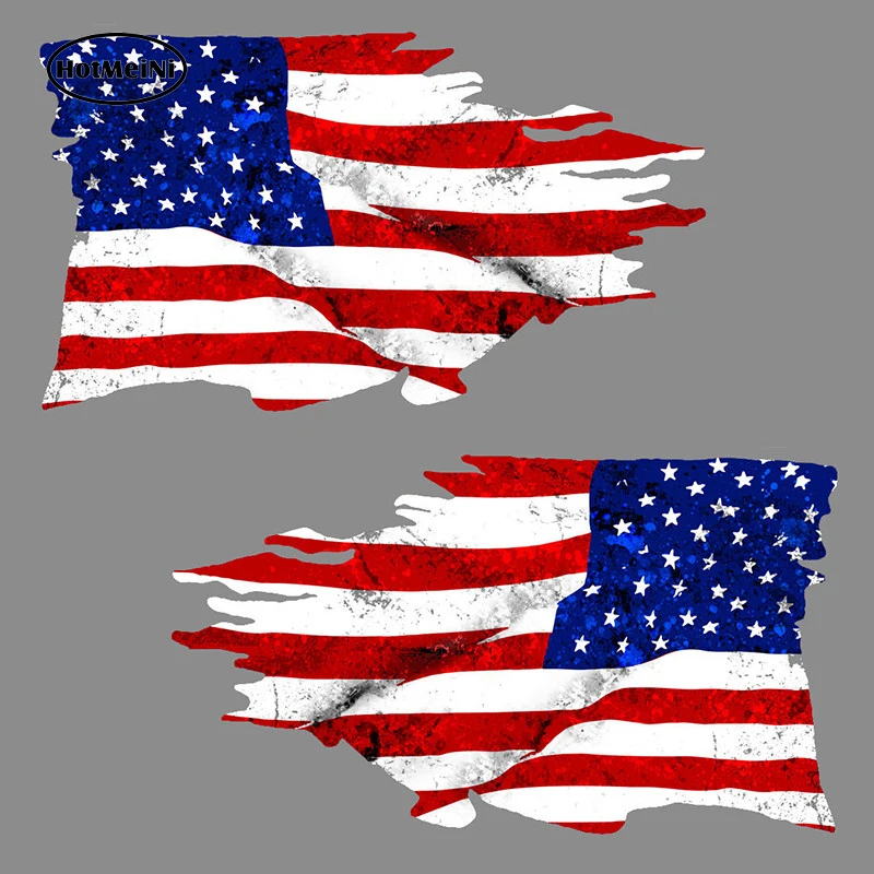

2X USA TATTERED Flag Car Stickers Rearview Mirror Sticker MIRRORED American Bumper 3D Waterproof KKVinyl Decal Car PVC