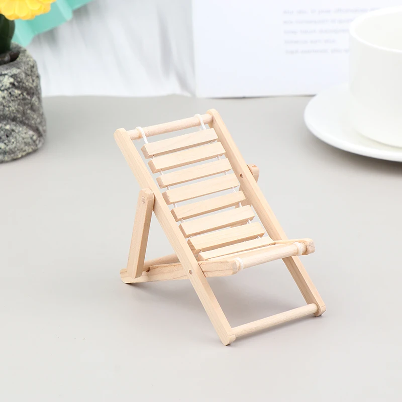 1:12 Dollhouse Miniature Chair Foldable Lounge Chair Beach Deck Chairs Model Furniture Decor Toy Doll House Accessories 3 pcs blue recliner chairs miniature rocking chair craft chair blue decor 1 12 deck chair accessories deck chair beach chair