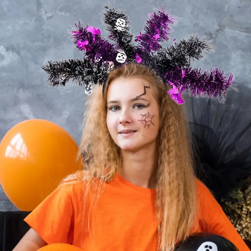 Halloween Pumpkin Headband Colorful Wool Strips Halloween Hair Bands Party Favors Headwear Cosplay Props