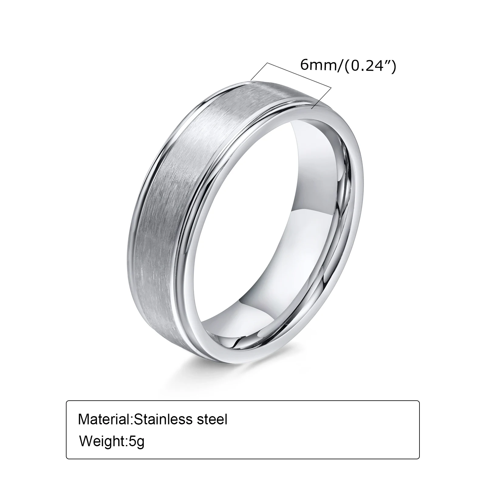 Man Stainless Steel Ring Mattesurface Finger Band, Classic Simple Wedding Birthday Party Dad Boyfriend  Valentine's Day Gift 2