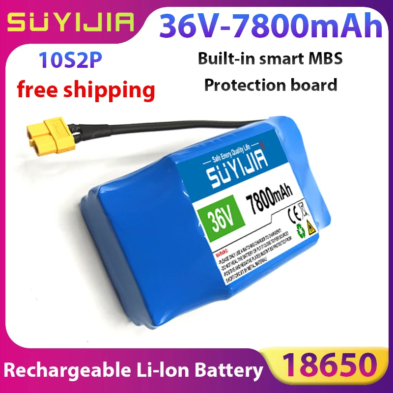 

36V Rechargeable 78Ah 10S2P Lithium Battery Pack 18650 for Electric Scooter Electric Balance Scooter Built-in MBS Free Shipping
