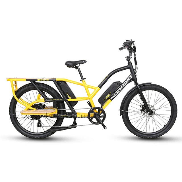 프로모션 음식 배달 전기 화물 자전거, 긴 꼬리, 48V 팻 타이어, 500W 가족 카고 e바이크