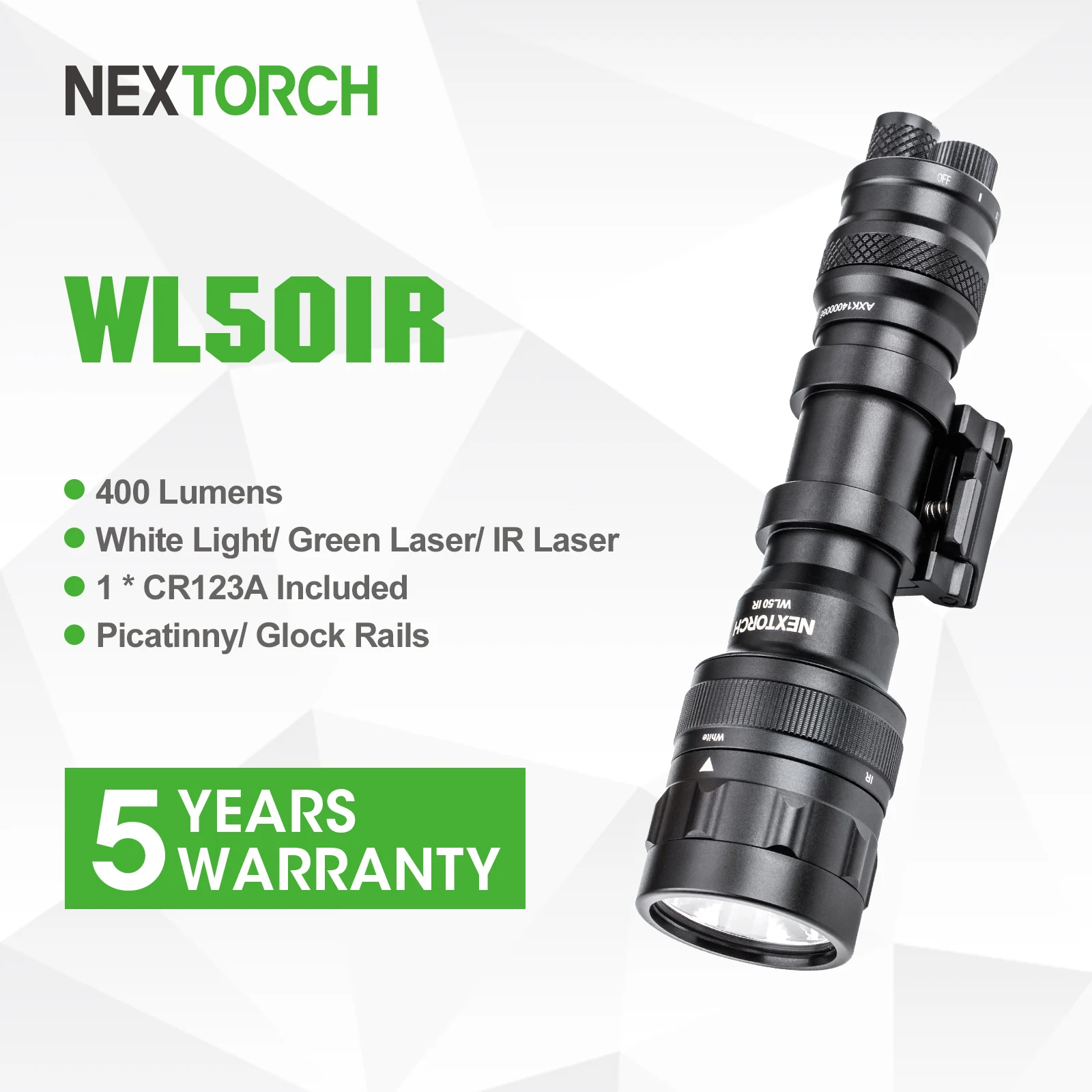 NEXTORCH 860 Lumens White & 400 mW IR LightsUniversal-Rail-Mounted