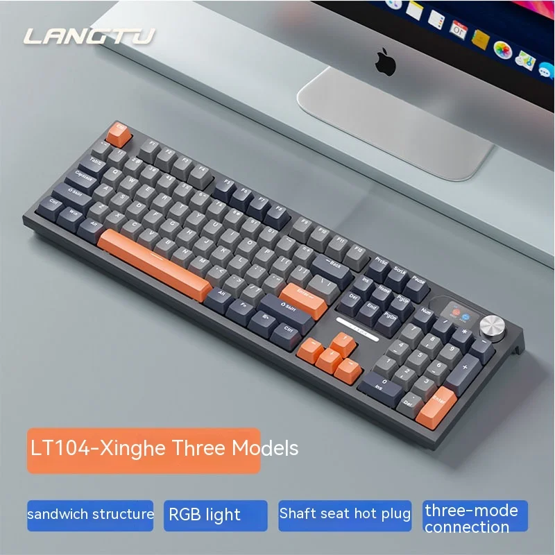 

Langtu Lt104 Customized Bluetooth The Third Mock Examination Wireless Mechanical Keyboard Full Key Hot Plug Wired Display Entert