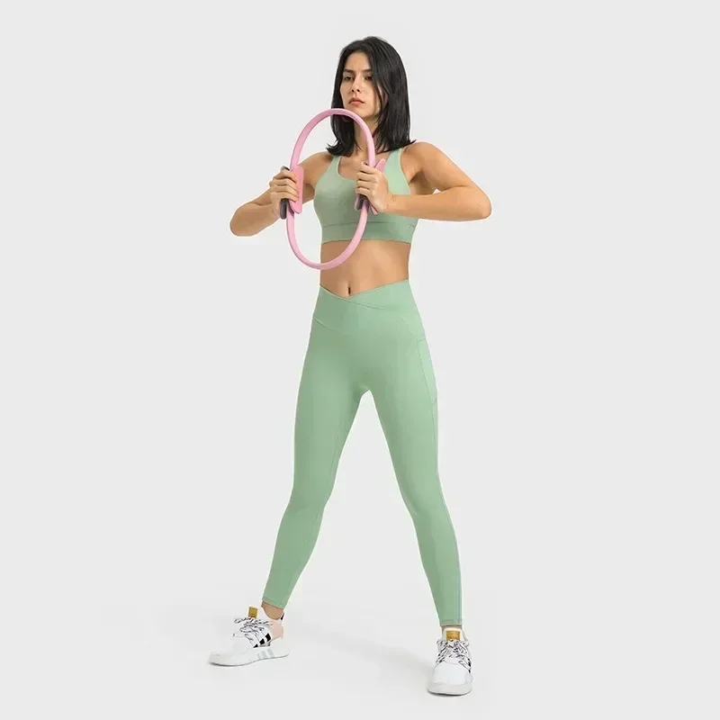 Lemon Front Waist Cross High Waist Gym Yoga Leggings Fitness Sport Pants Athletic With Pockets Comprehensive Training Jog