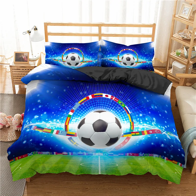 Soccer Boy Sports FootballGirl Kids Quilt Durex Twin Full King Size 3Pcs Duvet Cover Bedding Linen Set Bedspread 200x200 240x220