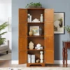 4 Tier Farmhouse Storage Cabinet with 8 Doors & 4 Shelves, 72" H Kitchen Pantry Cabinet Freestanding Floor Cabinet, Wooden Organ 2