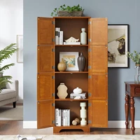4 Tier Farmhouse Storage Cabinet with 8 Doors & 4 Shelves, 72" H Kitchen Pantry Cabinet Freestanding Floor Cabinet, Wooden Organ 2