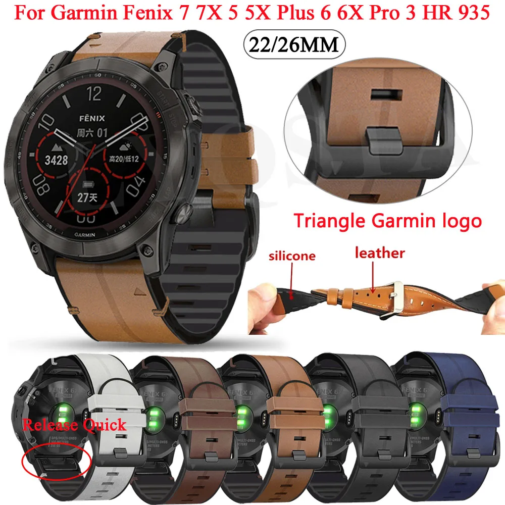 22 26mm Quickfit Smart Watch Straps For Garmin Fenix 7 7X 6 6X Pro 5X 5 Plus 3HR 935 945 Genuine Leather Band Silicone Wristband26 22mm Watchband For Garmin Fenix 7 7X 6 6X Pro 5 5X Plus 3HR Silicone Band Fenix6 Fenix5 Watch Quick Release Easyfit Wrist StrapWatch Strap For Garmin Fenix 5 6 5 Plus 6 Pro/Forerunner 935 GPS Quick-Release With Stylish Sports Silicone Wrist Strap26 22 20mm Watchband For Garmin Fenix 6 6X Pro 5 5X Plus 3HR Silicone Band Fenix6 Fenix5 Watch Quick Release Easyfit Wrist 