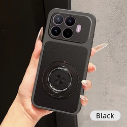 Luxury Leather Matte Magnetic Kickstand Phone Case for XIaomi 17TPro (Black)