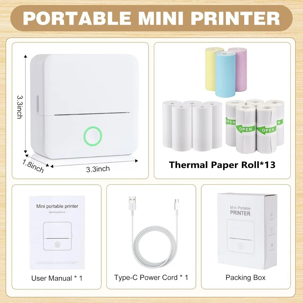 Sticker Printer P290C Ini Printer Portable Print Pod,Wireless Bluetooth Sticker Aker With 3
