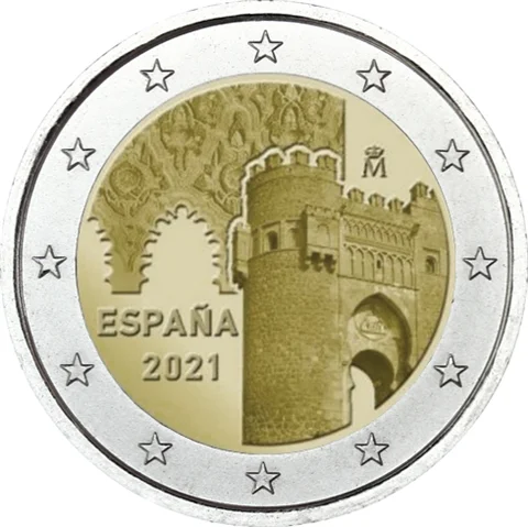 Spagna 2021 Moneta Commemorativa World Heritage-Torredo Old City 2 Euro Unc Nuovo Di Zecca