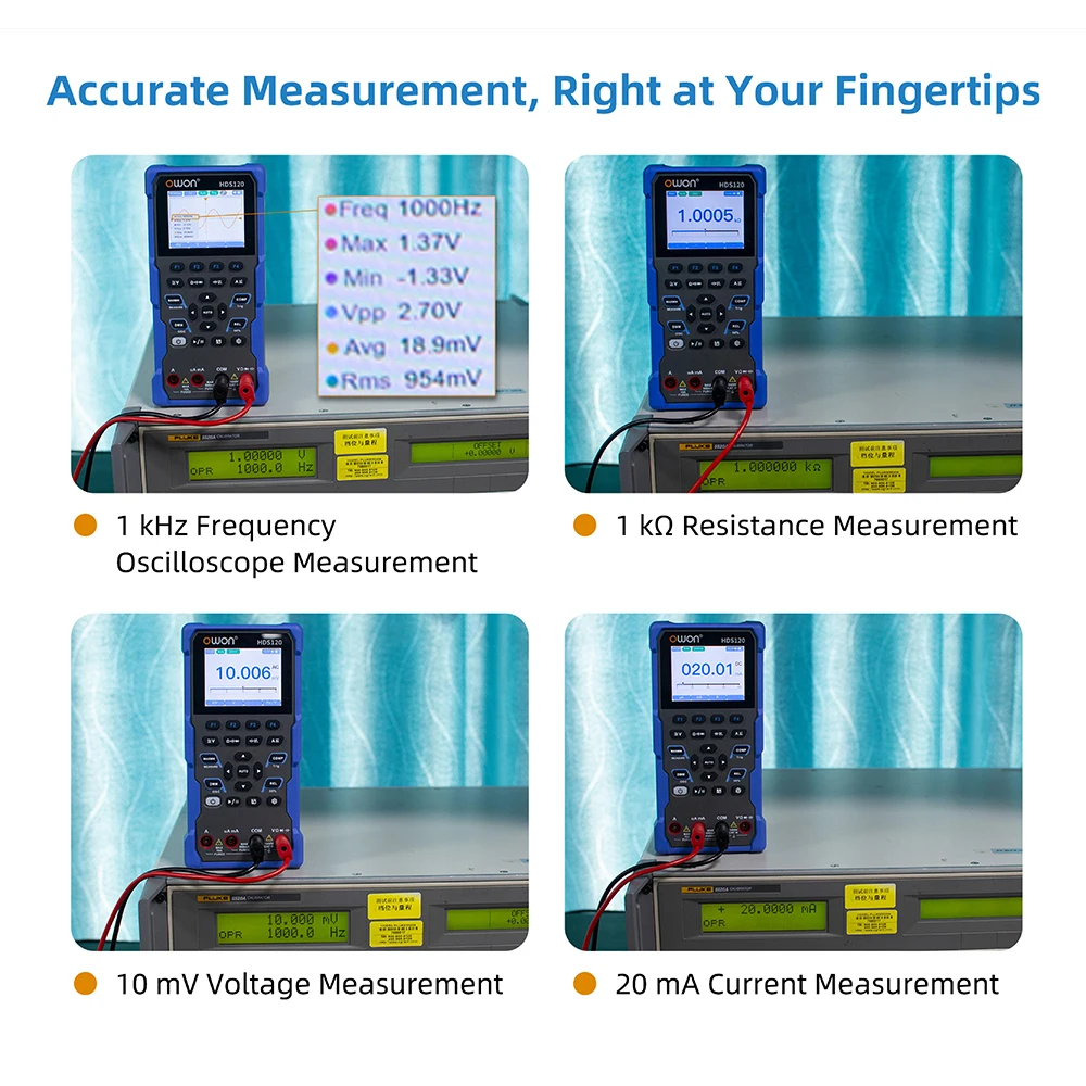 OWON HDS120 Oscilloscope Multimeter,4 1/2 Digit True RMS Multimeter,1MHz Digital Oscilloscope,AC DC Voltmeter Current Measure 4